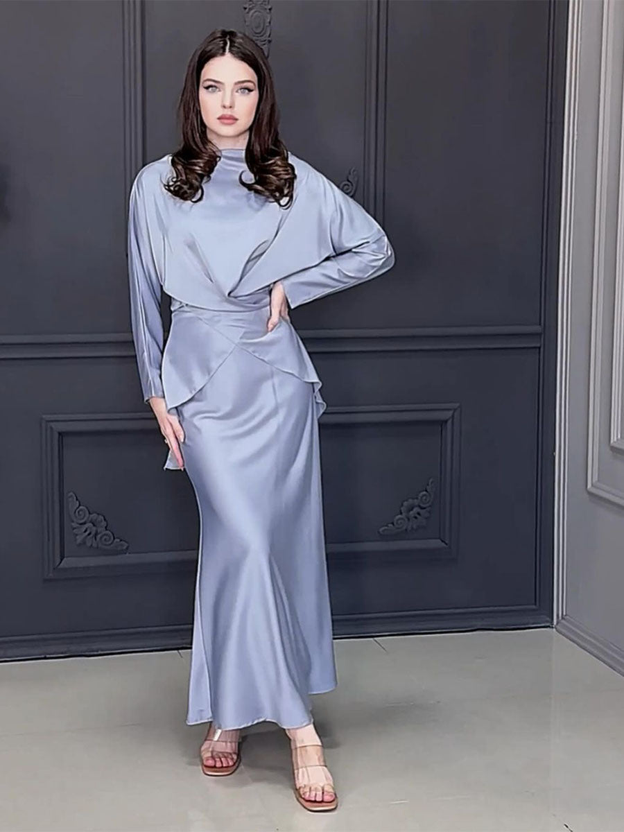 Elegant satin indpakning maxi kjole til damer Stilla