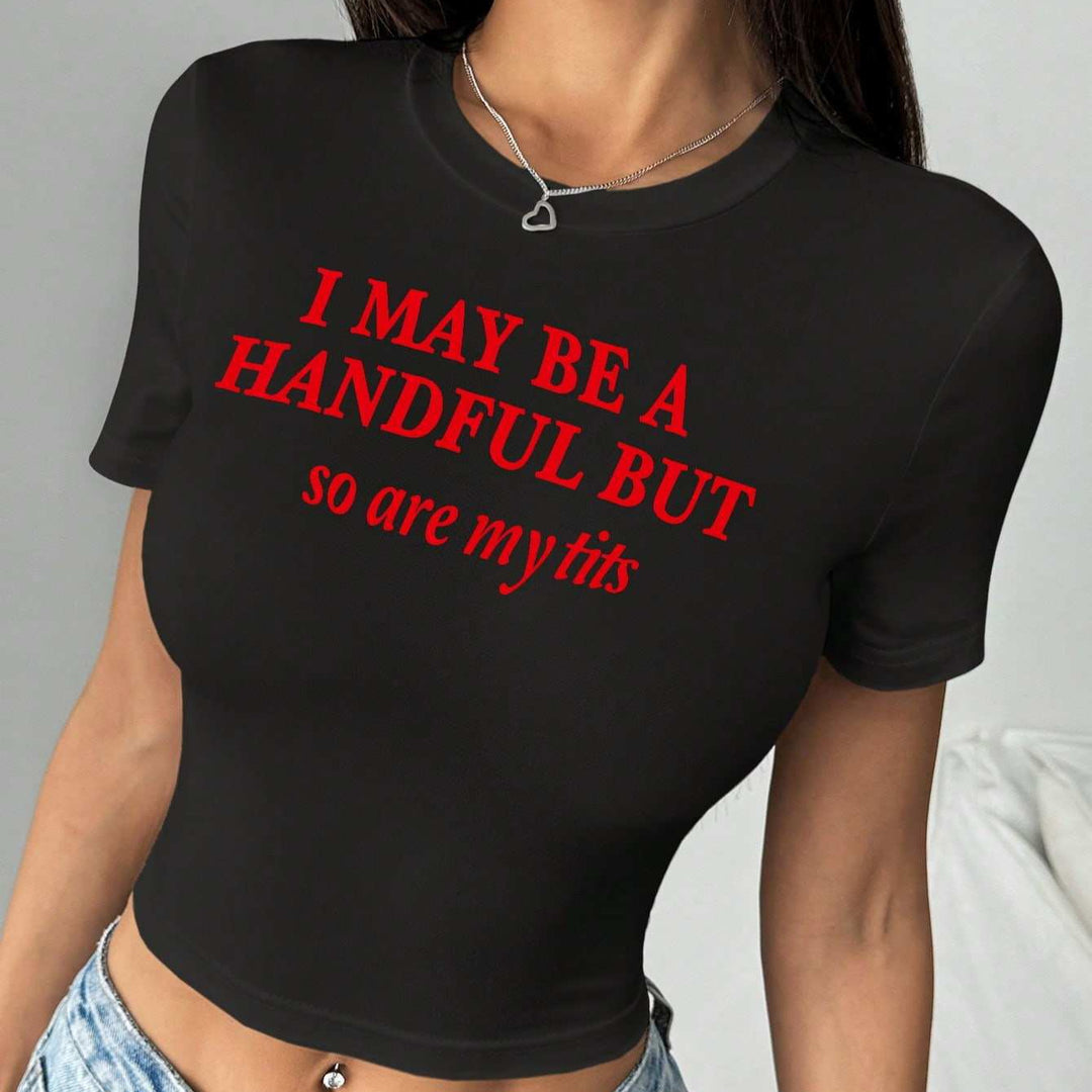 Dame Crop-T-shirt med sjovt print Skovae