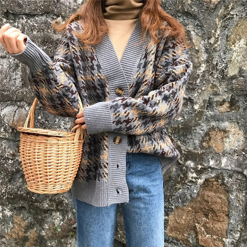 Damer Houndstooth Cardigan Stilla