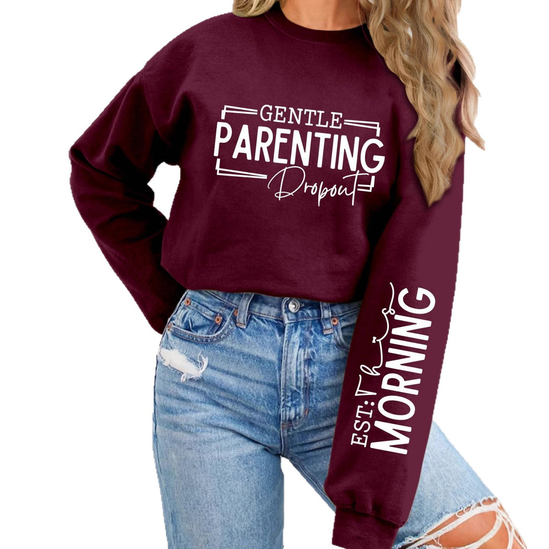 Kvinders sweatshirt med unikt trykt forældremotiv og afslappet pasform Stilla