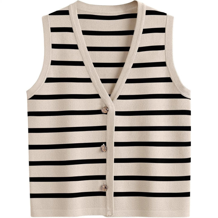 Dame strik cardigan med V-hals og knapper Stilla