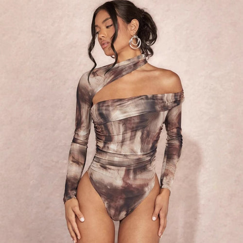 Damer højtstående bodysuit med asymmetrisk snit og raffinerede draperinger Skovae