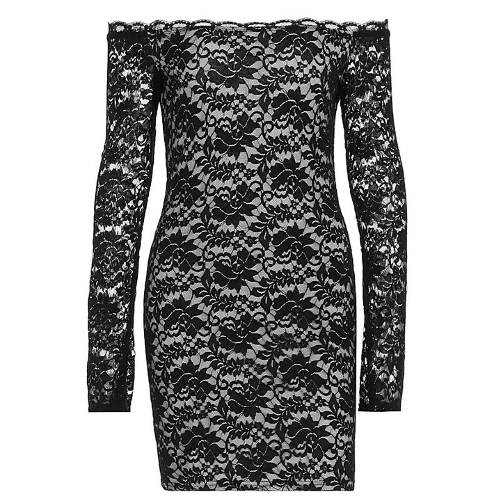Dame spidskjole med off-shoulder design og lange ærmer Skovae