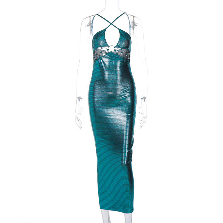 Dame Elegant Maxikjole med dyb V-hals og filigran Cut-Out-design Stilla