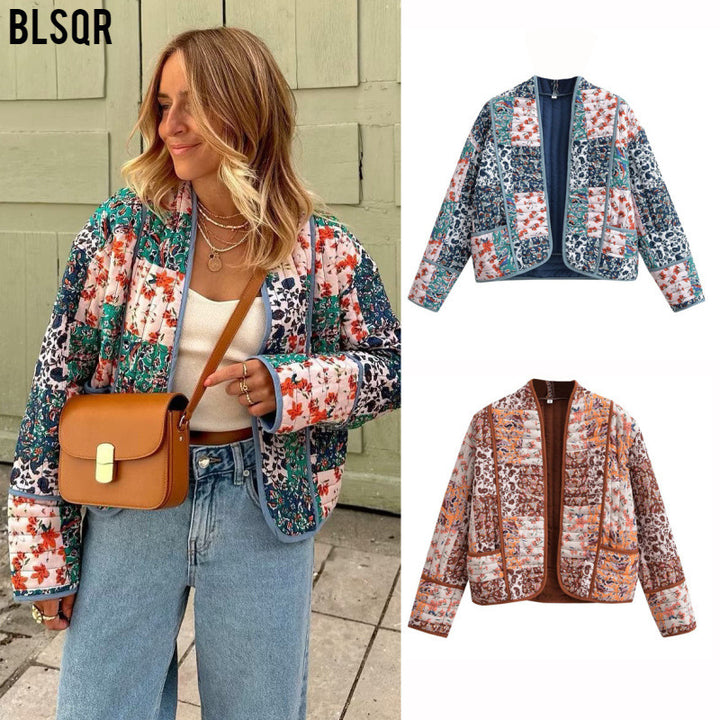 Dame Mode Patchwork-Jakke med alsidigt design og praktiske lommer Stilla