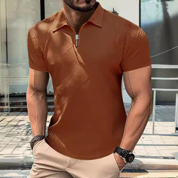 Herrer moderne kortærmet poloshirt med smart lynlås Stilla