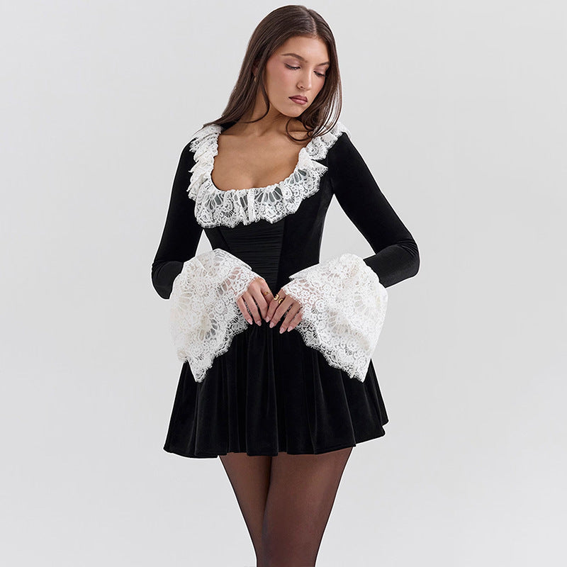 Femme Spidsbesat Samtkjole Stilla