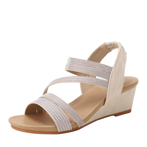Dame Wedge-sandaler med glitrende remme og komfortabel dæmpning Stilla