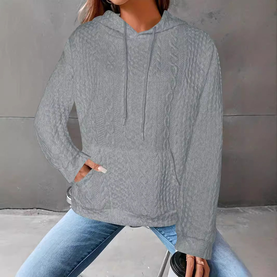 Dame Oversized Strikhoodie med Kængurulomme og Hætte Stilla
