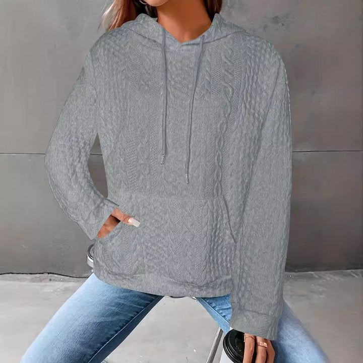 Dame Oversized Strikhoodie med Kængurulomme og Hætte Stilla