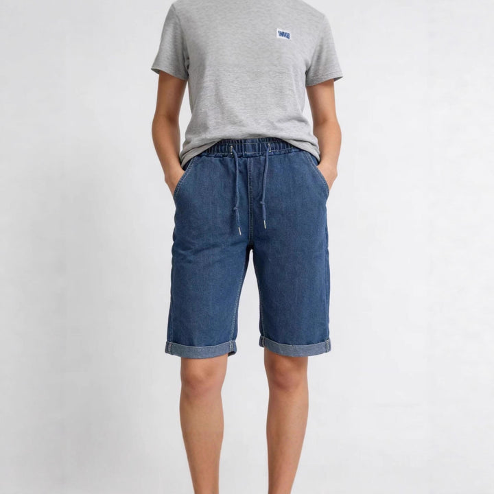 Dame jeans shorts med elastisk talje og praktiske lommer Skovae