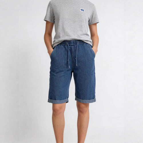 Dame jeans shorts med elastisk talje og praktiske lommer Skovae