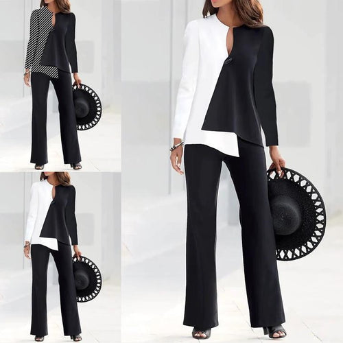 Dame elegant jumpsuit med asymmetrisk snit og lange ærmer Stilla