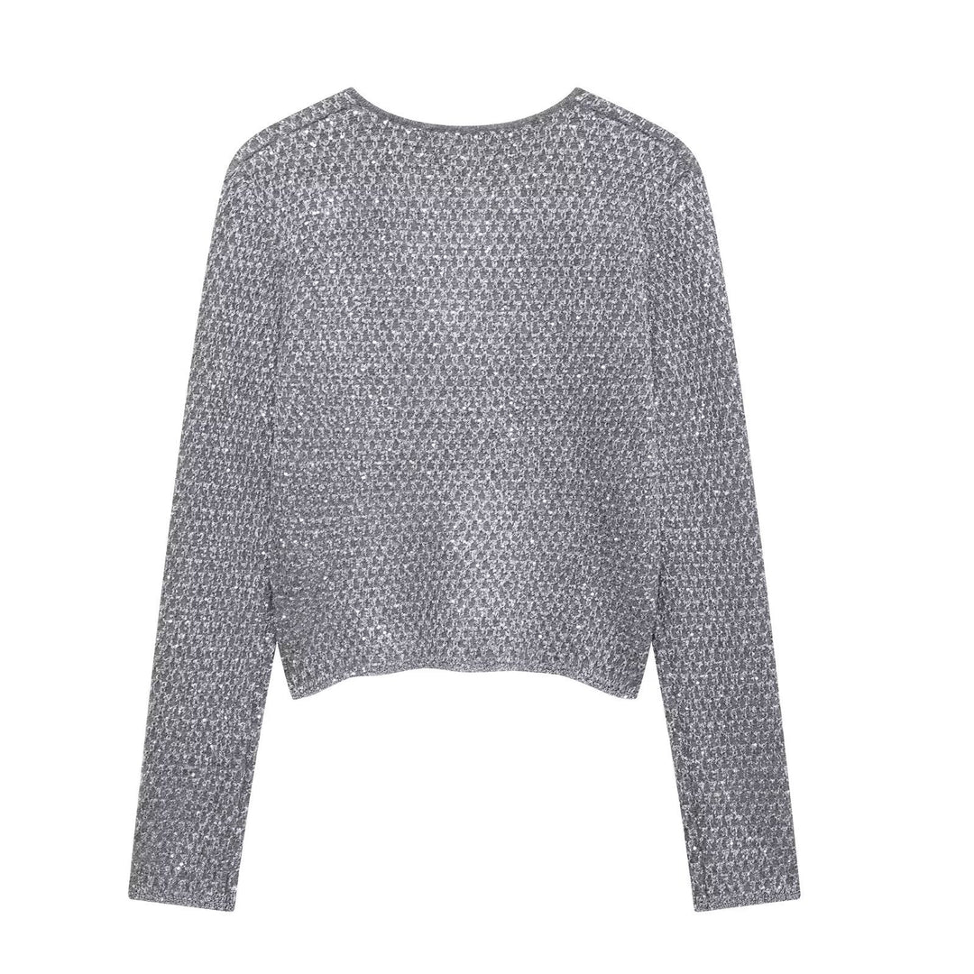 Femme Strukturstrik-Cardigan med knaplukning Stilla