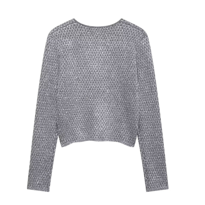Femme Strukturstrik-Cardigan med knaplukning Stilla