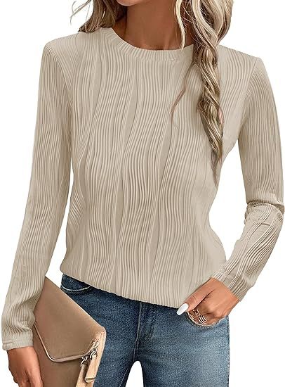 Dame Elegant Langærmet Bluse med Struktur Stilla