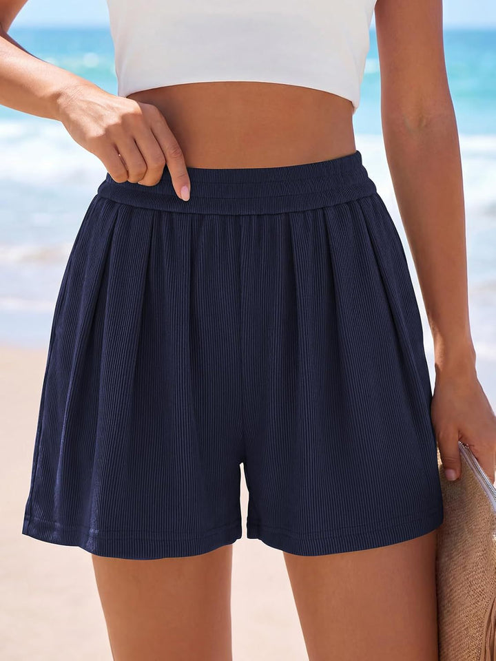 Dame Legere Fritidsshorts med elastisk talje og plisseringer Skovae