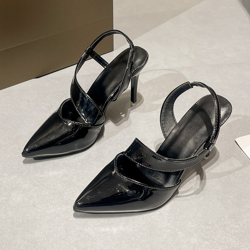 Dame Elegant Spids-Tå Slingback Hæle med Unik Kryds-Design Stilla