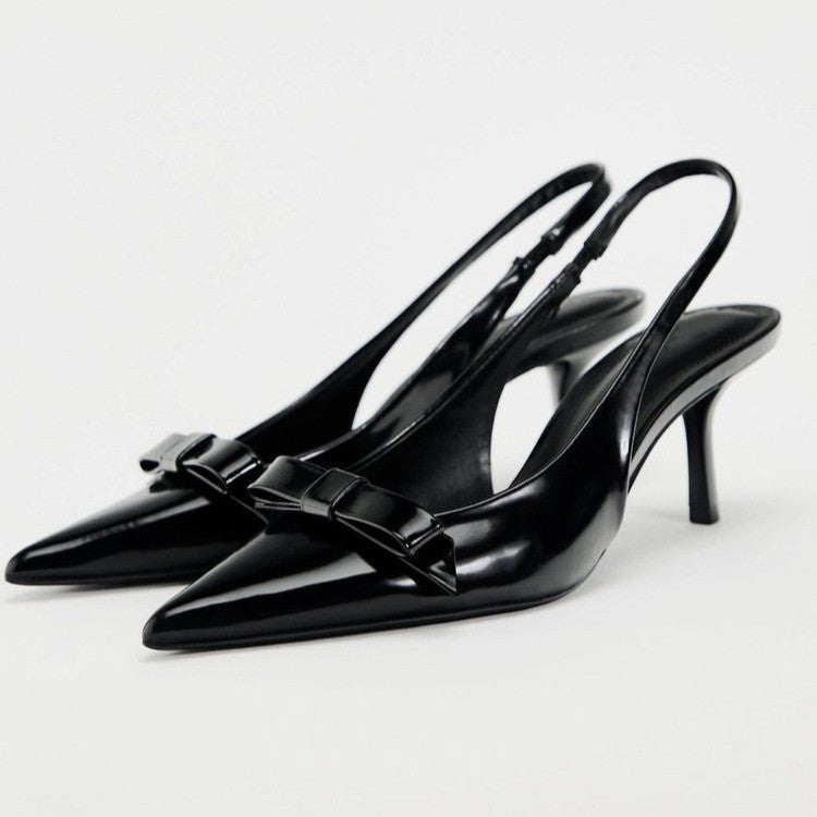 Dame Slingback-Pumps med elegant sløjfe-detalje og flot glans Stilla
