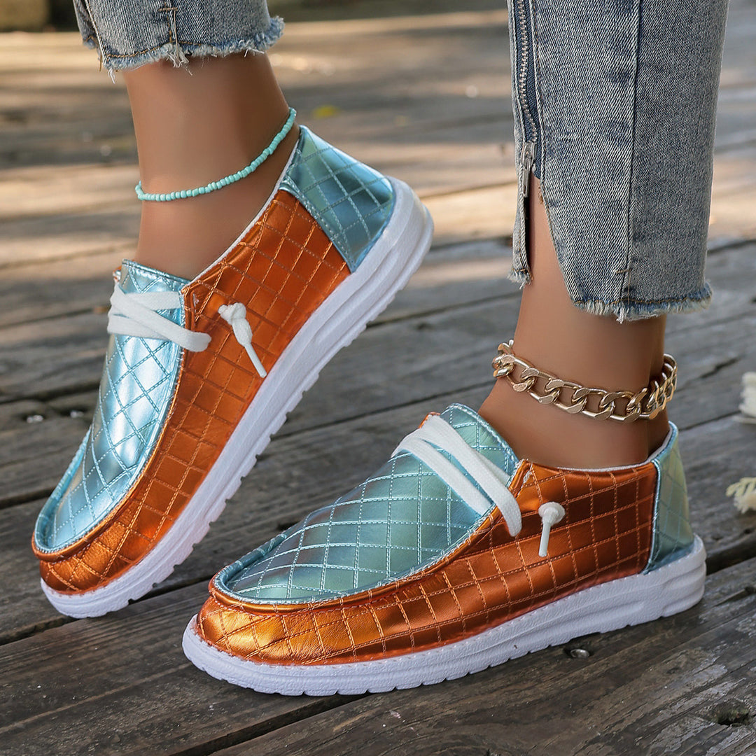 Damer mode fritidssneakers med glittrende overmateriale og raffineret dekorativ stikning Stilla