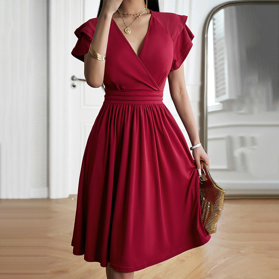Stilla | Elegant Midi Kjole Med V-Hals