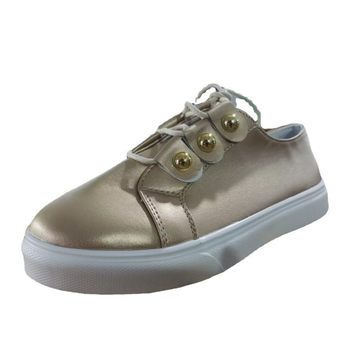 Dame Slip-On Sneakers med skræddersyet metallic-overflade og dekorative knapdetaljer Stilla