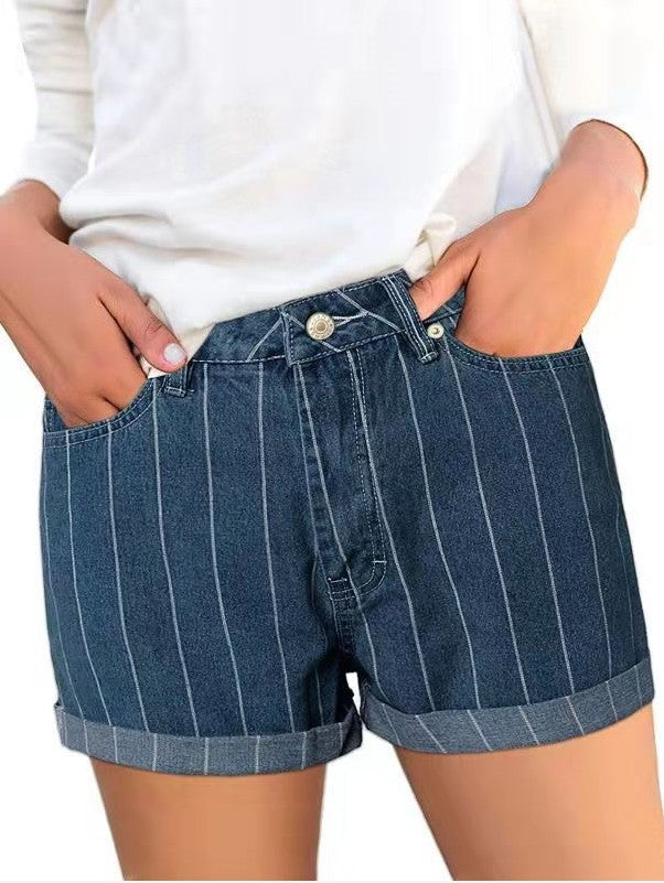 Dame Regular Fit Jeans-Shorts med modestribe mønster Stilla