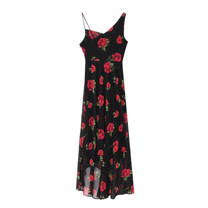 Damer Floral Print Maxi Kjole med asymmetrisk Kant Stilla