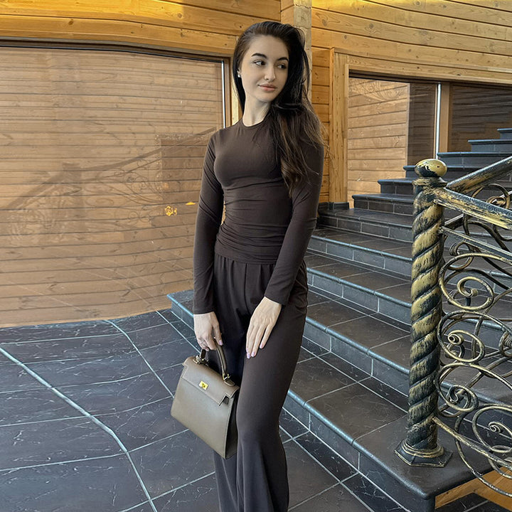 Femme Elegante Langærmet Ruffle Overall Stilla