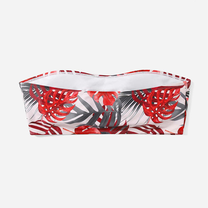 Dame bandeau bikini top med florale accenter og elastisk talje Skovae