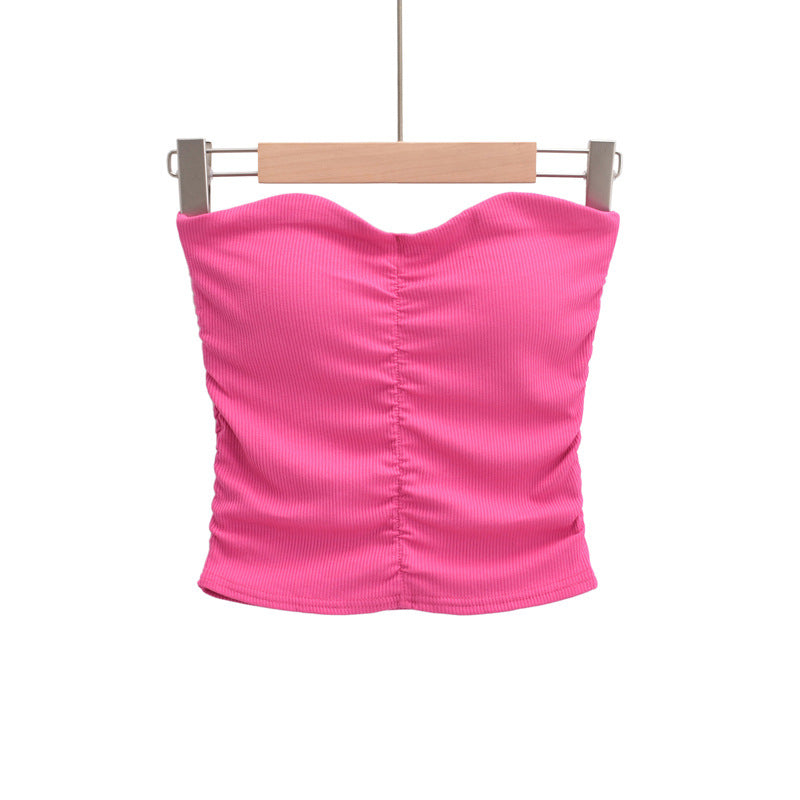 Dame Crop-Top med hjerteformet udskæring og struktureret materiale Stilla
