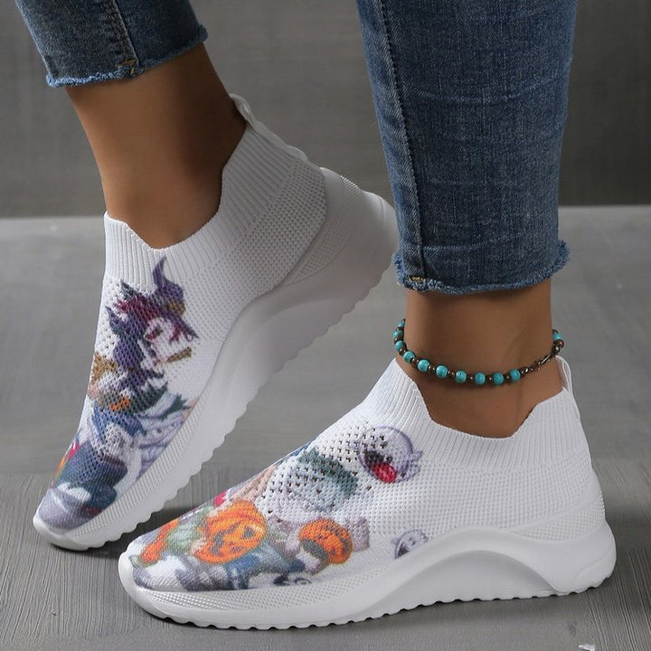 Dame Trendy Slip-On Sneakers med blomsterdesign og elastisk komfort Stilla