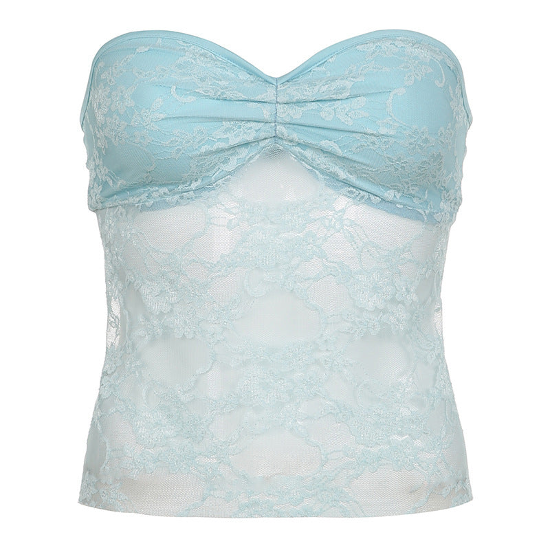 Dame Bustier top med elegant spids og filigran design Skovae