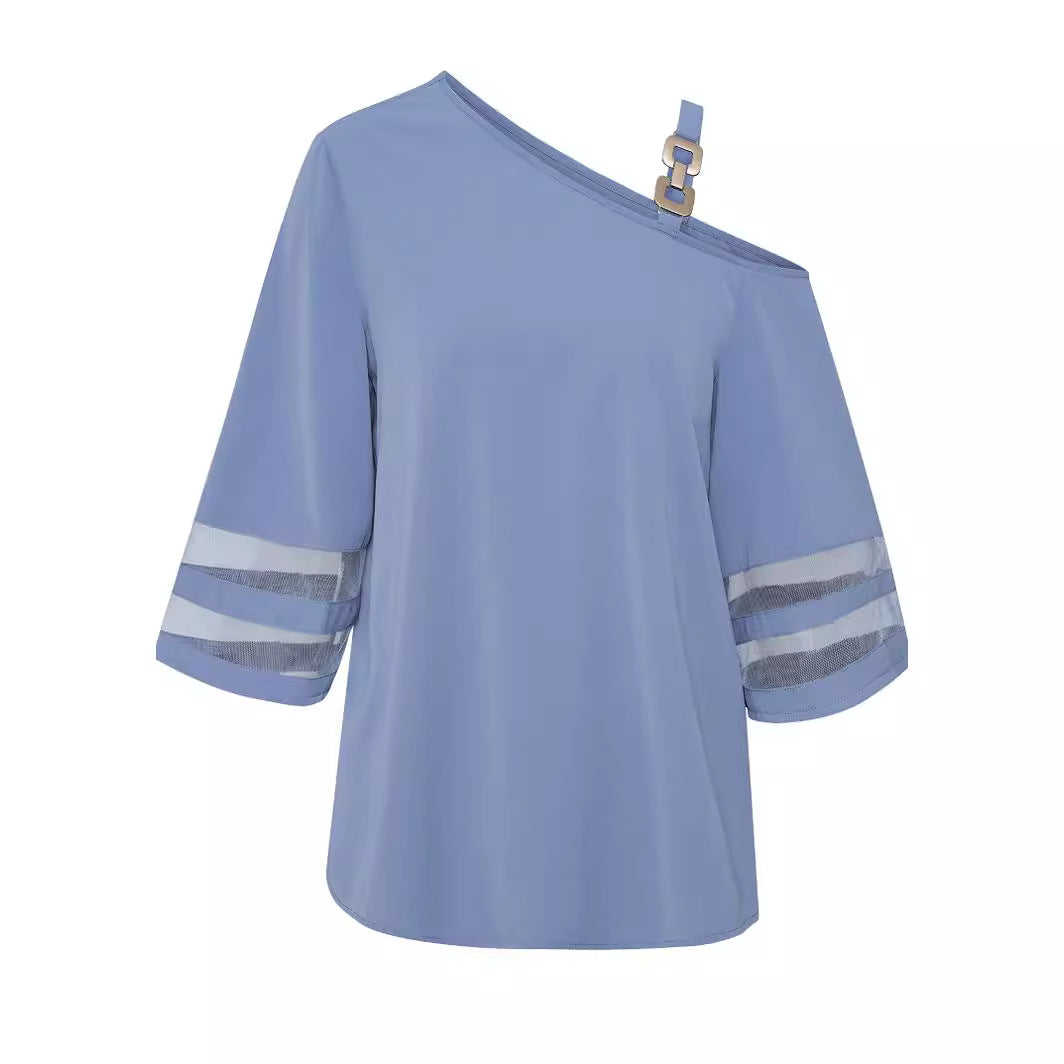 Dame top med transparente ærmer Stilla