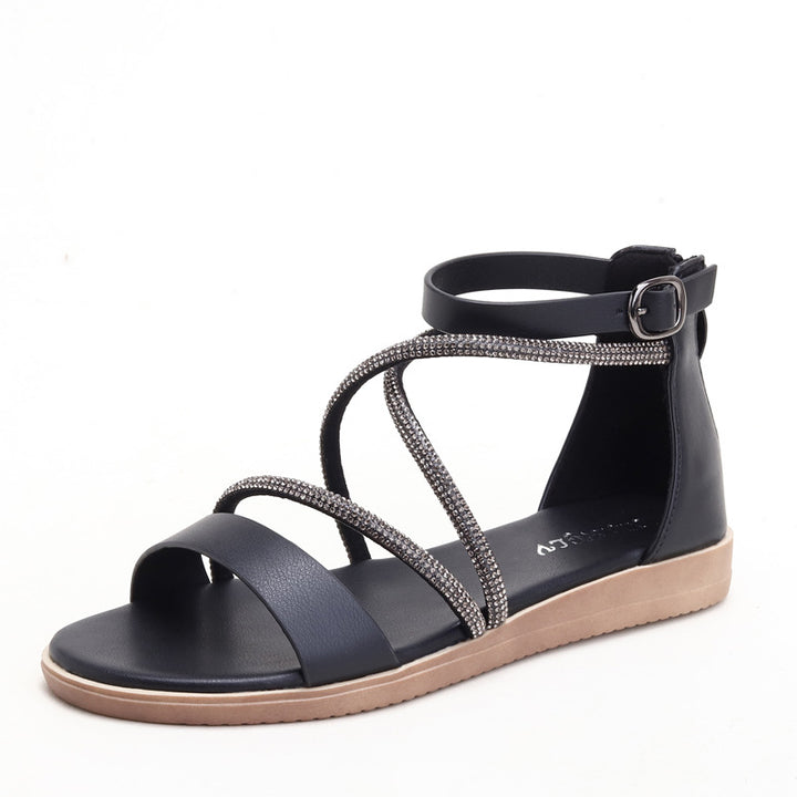 Dame moderigtige sandaler med glitrende remme Stilla