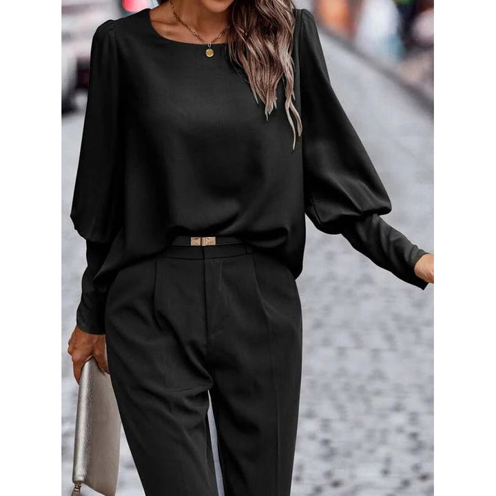 Dame Elegant Bluse med Puffærmer og afslappet snit Stilla