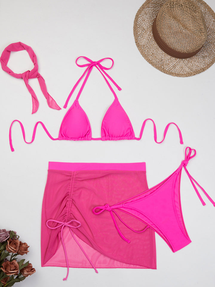 Dame Triangle Bikini Sæt med Mesh Overgang Stilla