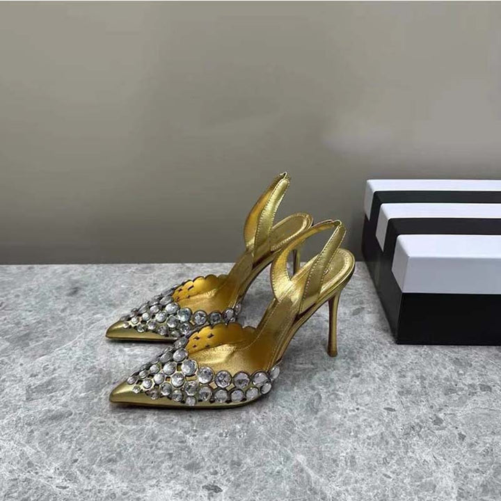 Femme Elegant Strass-besatte Slingback-hæle Stilla
