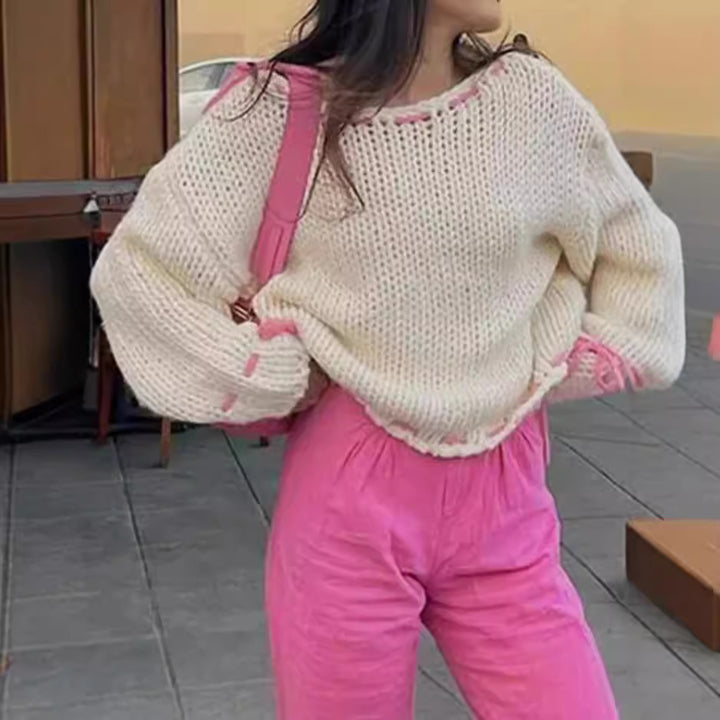 Dame løs siddende sweater med sofistikerede snorelukning detaljer Stilla