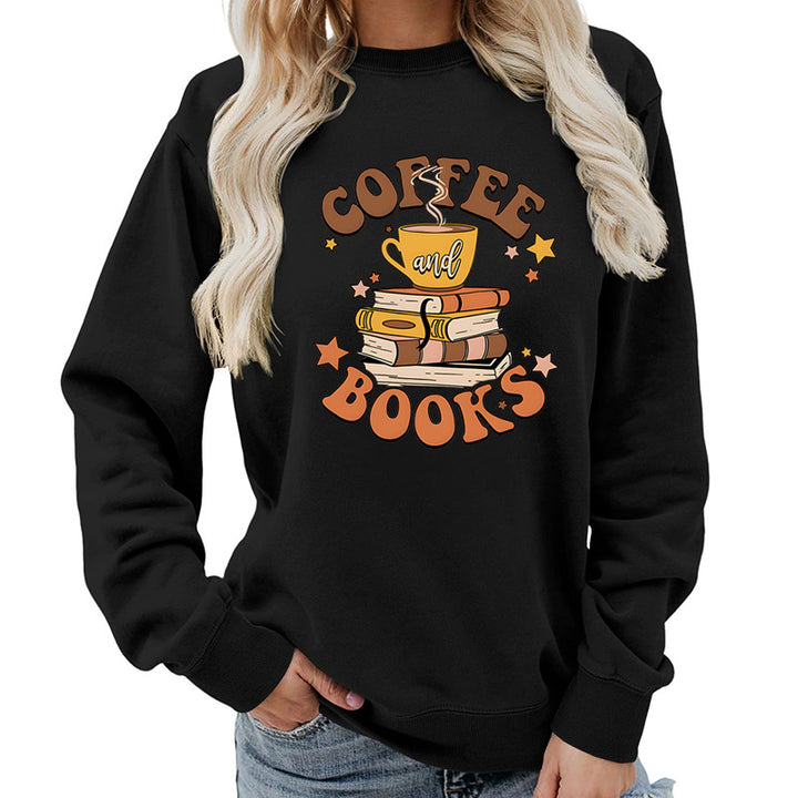 Dame sweatshirt med kreativ kaffe bog design Stilla