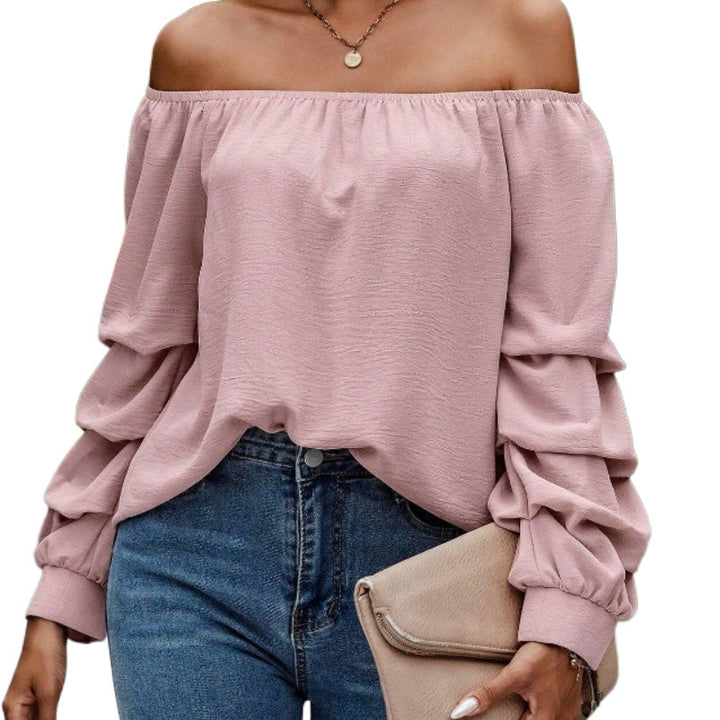 Dame Off-Shoulder Bluse med volumenærmer og elastisk kant Stilla