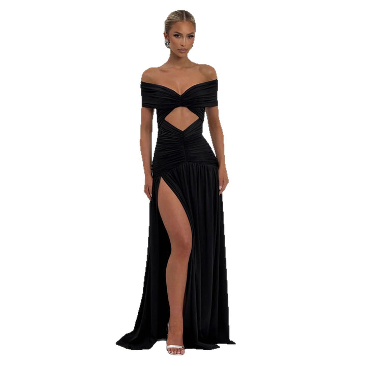 Dame Off-Shoulder Maxikjole med Cut-Out og Fald Skovae