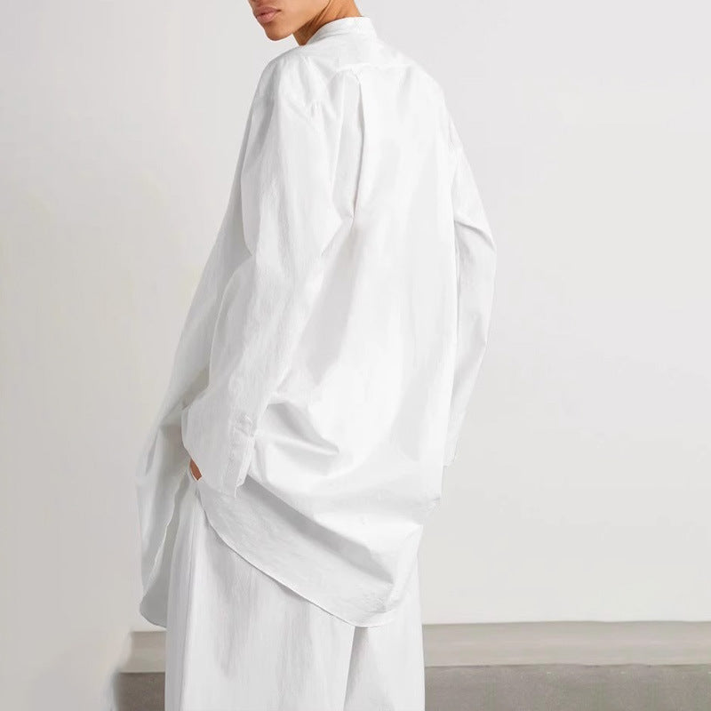 Kvinders Mode Bluse med Rund Krave og Asymmetrisk Snit Stilla