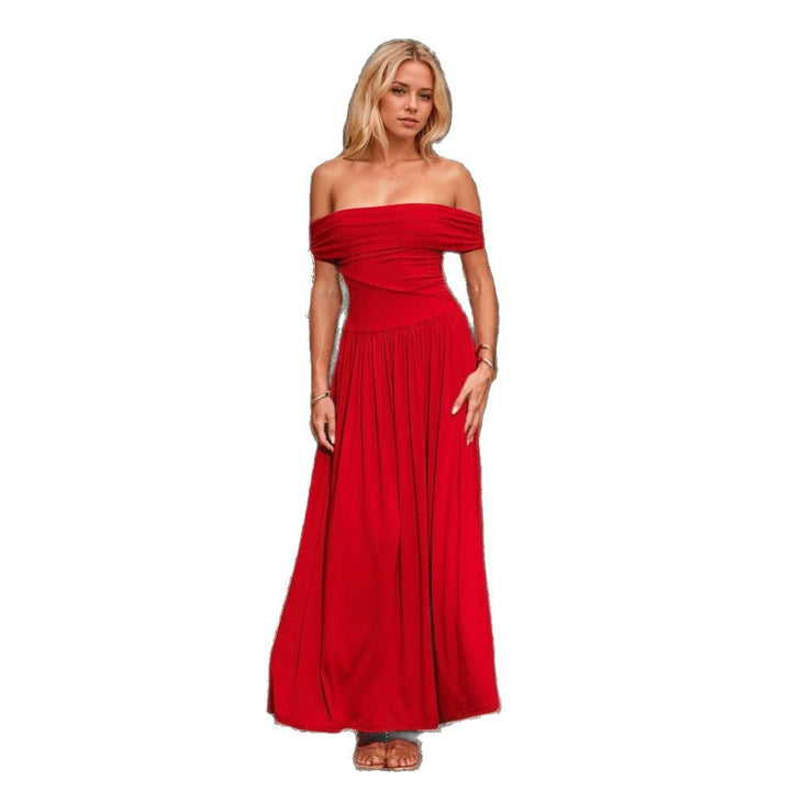 Kvinders maxikjole med off-shoulder design og elegant rynket udseende Stilla