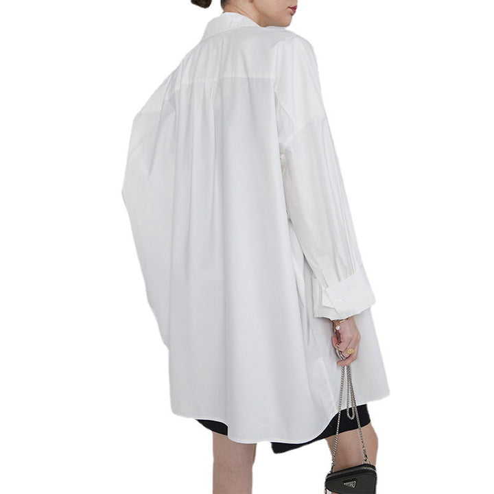 Dame afslappet Longshirt-bluse lavet af høj kvalitet bomuld med oversized snit Stilla