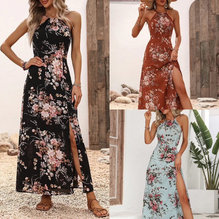 Damer Maxi-kjole med blomsterprint og elegant slids Stilla
