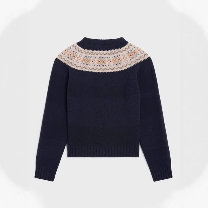 Kvindernes strikkede sweater med kreativt norsk mønster Stilla