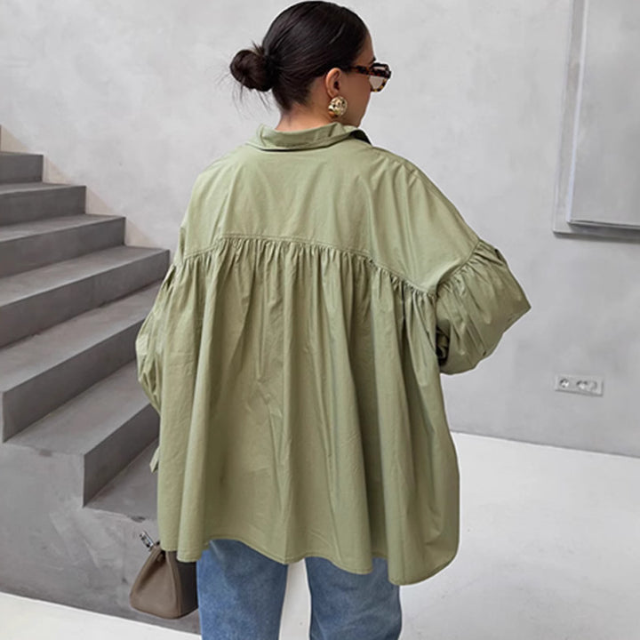 Damer oversized bluse med samlinger Stilla