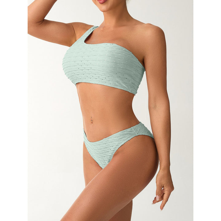 Dame En-sidet Bikini med elegant rippedesign og justerbare stropper Skovae