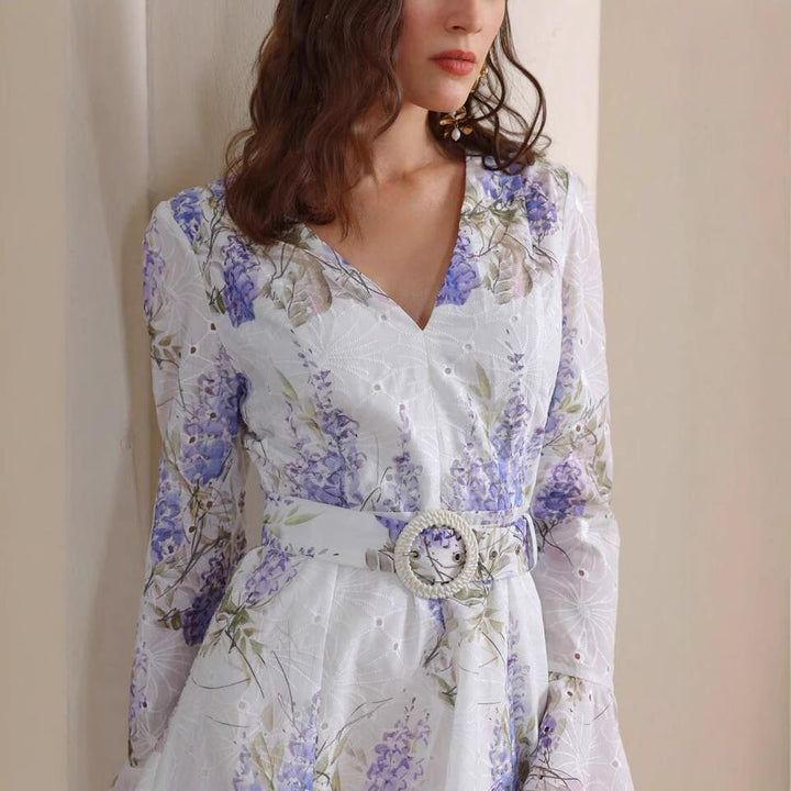 Dame Floral Bellærme Mini Kjole Stilla